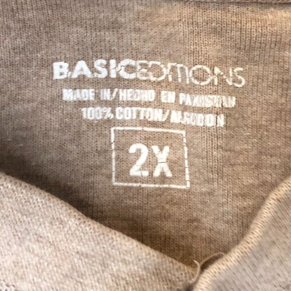 Basic Editions Mens Shirt Size 2X Beige Long-Sleeve Henley Casual Pullover Knit - Picture 5 of 9